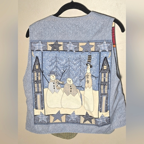 Vintage 90's Reversible Fall & Winter Teachercore Art To Wear Vest, Large - Picture 4 of 4